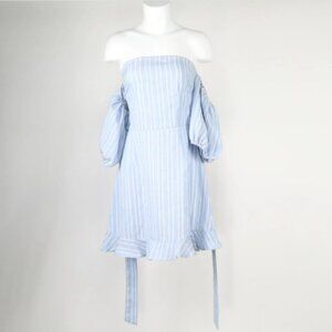 Misguided L/S Off Shoulder Stripe Tieback Dress